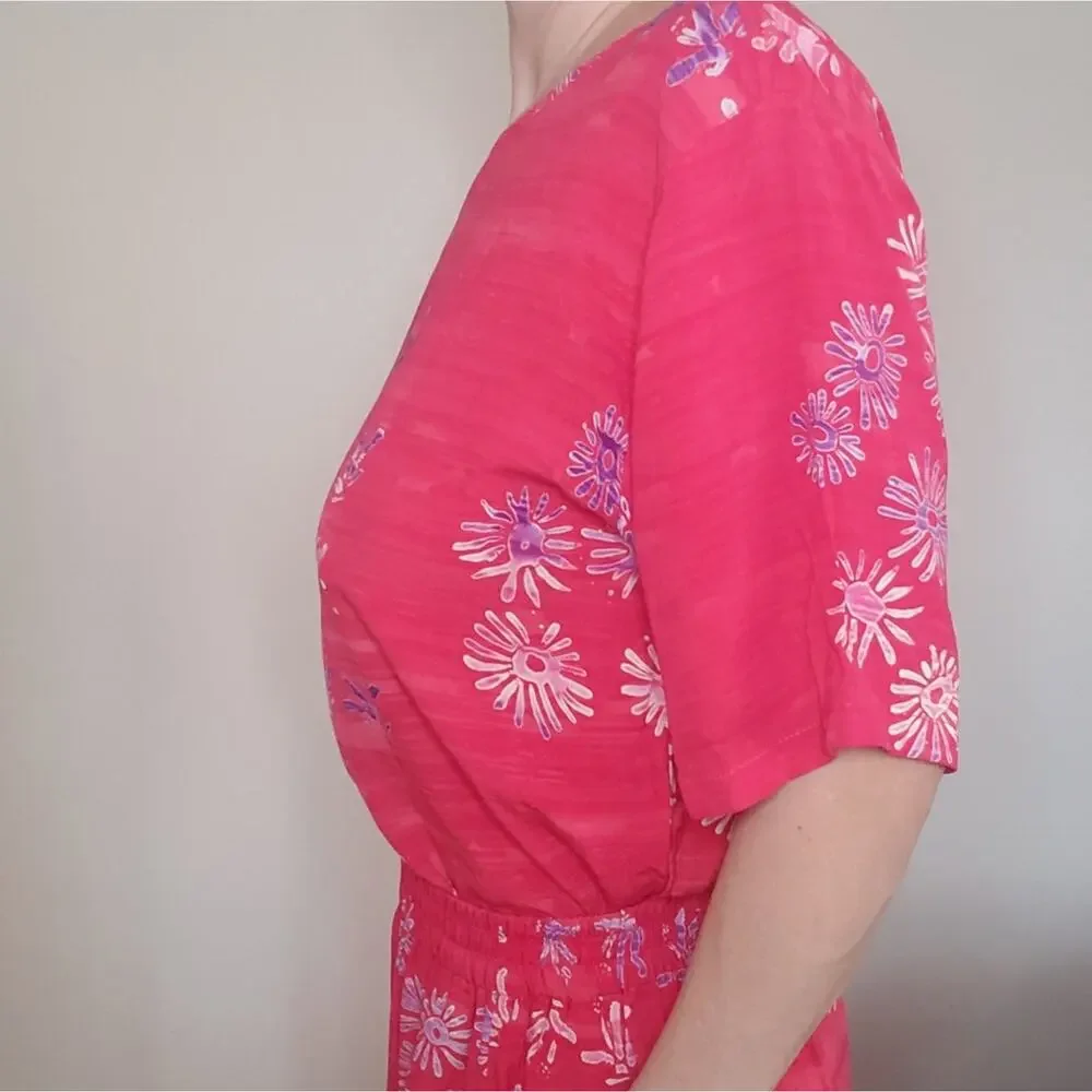 Vintage 90s Rayon Coral 2 Piece Matching Maxi Skirt Set Size Medium